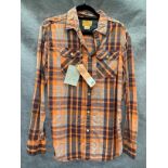 A JAGHS Shirt Co men's shirt, orange check, size S,