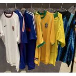 England goalkeeper top, size 7, three Brazil football shirts,