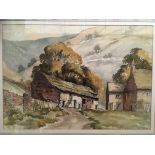 Tom Sykes, framed watercolour, Old Barn, Buckden, 38cm x 51.