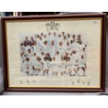 Leeds United Interest: Framed Simon Smith print with pencil signatures, Legends of Elland Road,