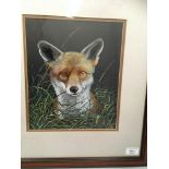 Liz Garnett-Orme (20th century), framed oil, Fox, 29cm x 24cm,