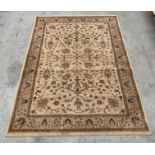 A brown patterned rug,