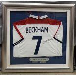 David Beckham Interest: A framed mounted and signed No.
