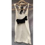 A Poleci ladies vest top, white with black necklace, one size,