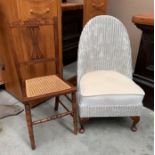 A Lloyd Loom bathroom chair and a bedroom chair (2)