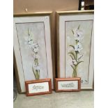 Two large framed prints of irises,