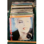 Contents to tray, fifty assorted LPs and 12" singles, Rod Stewart, Bill Haley, Elvis Presley,