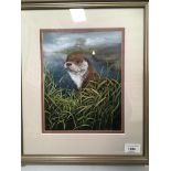 Liz Garnett-Orme (20th century), framed oil, Otter, 25cm x 18.