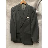 A gentleman's blue and grey stripe pure wool suit retailed by Eric Spencer of Ilkley,