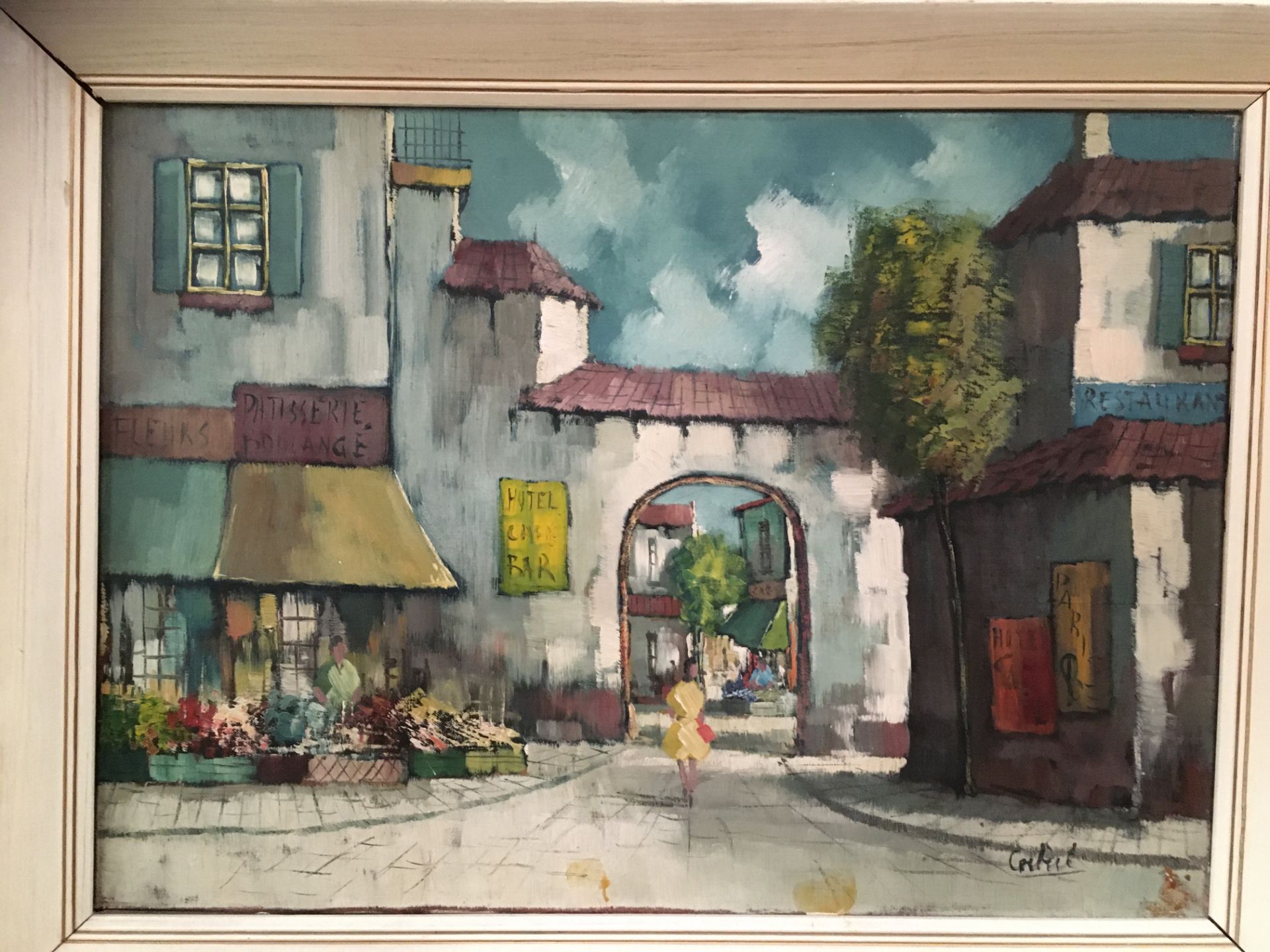 Corbért (?), framed oil, French street scene,