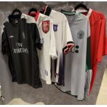 Five various football shirts, assorted sizes, Liverpool, Chelsea,