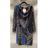 A Yaya ladies dress, blue and black pattern,