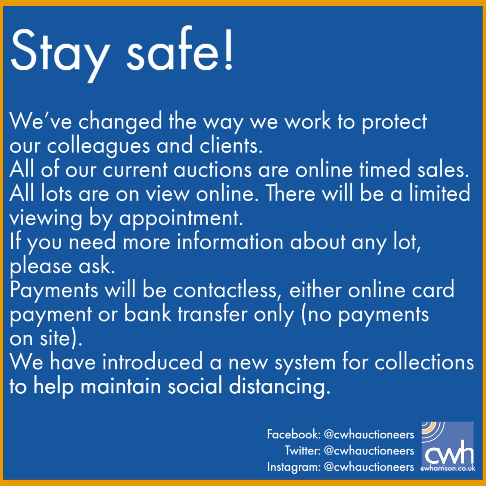 Please refer to our special conditions of sale with regard to collection.