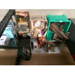 Contents to part under rack, assorted tools and consumables, block planes, spirit levels,