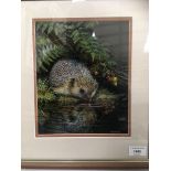 Liz Garnett-Orme (20th century), framed oil, Hedgehog, 25cm x 20cm,