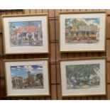 Jill Walker, four small framed colourful prints of Barbadian scenes,