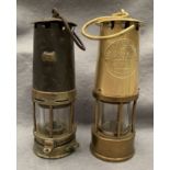 An Eccles Type 6 Protector Lamp & Lighting Co miner's brass lamp,