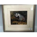 Liz Garnett-Orme (20th century), framed oil, Badger, 17.