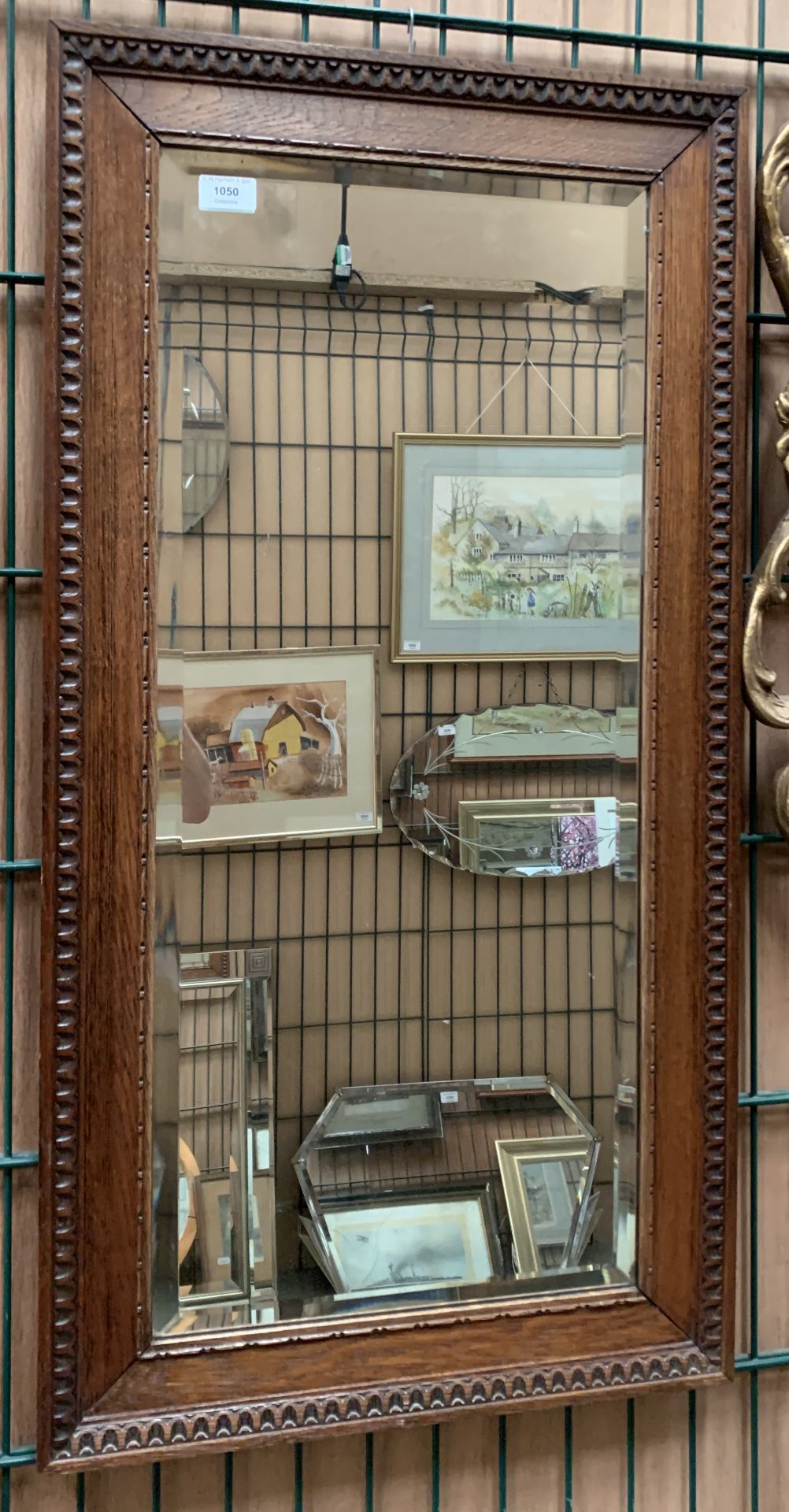 Oak framed wall mirror,