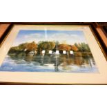 Mary Moxon framed watercolour 'Reflections on Windermere' 31 x 38cm