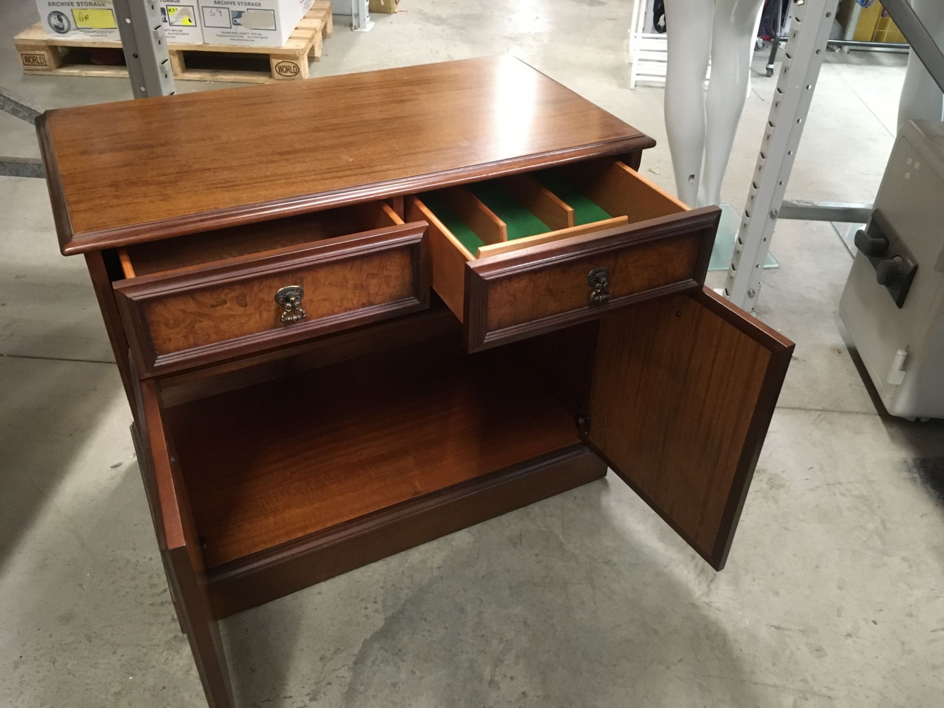 A mahogany finish two door two drawer side cabinet 84cm Further Information Size: - Image 2 of 3