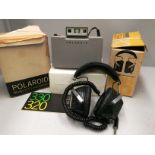 2 x items - Polaroid 320 land camera and Audiotronic LSH 30 headphones