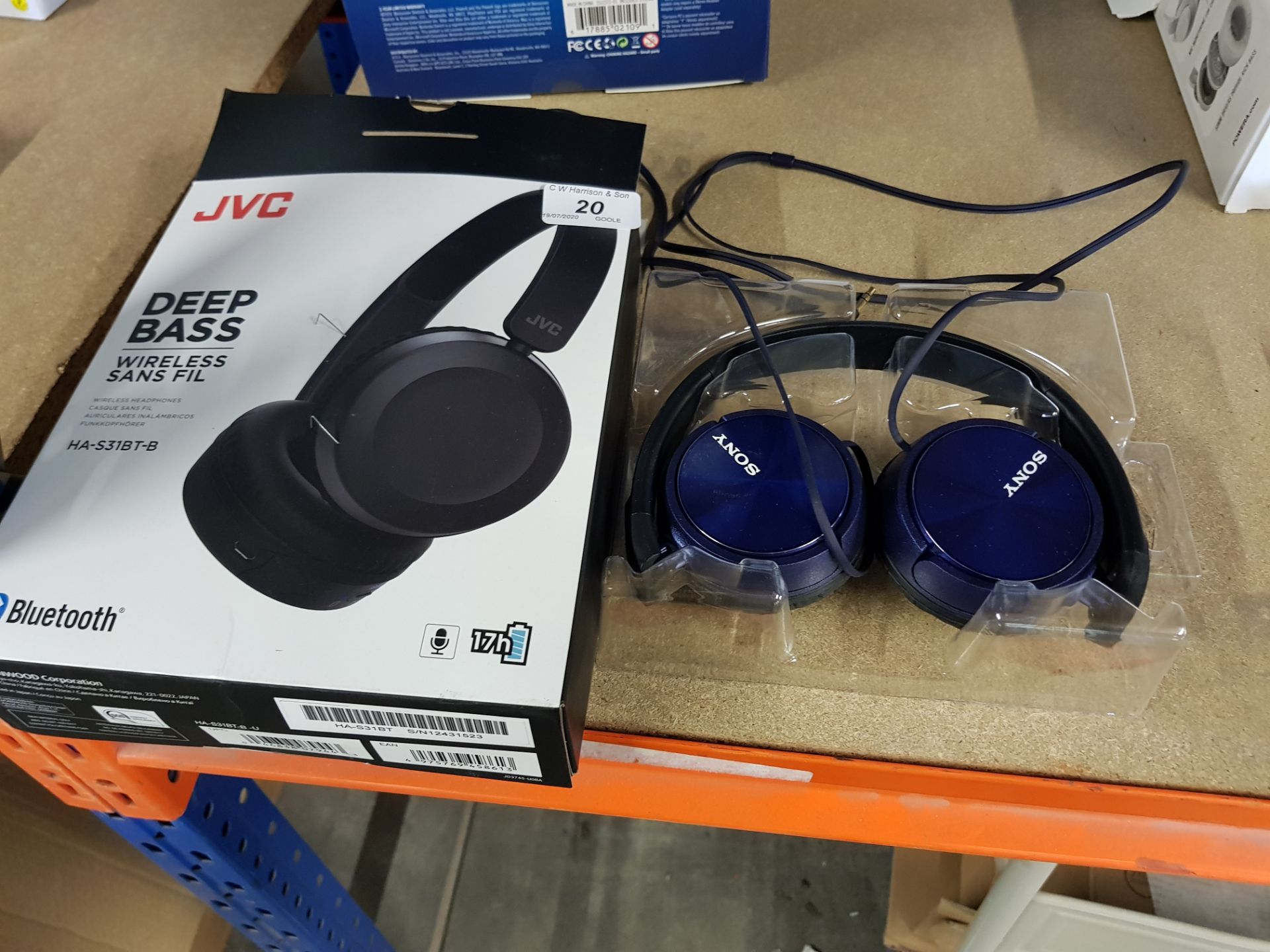 2 X ITEMS JVC WIRELESS HEADSETS & SONY W