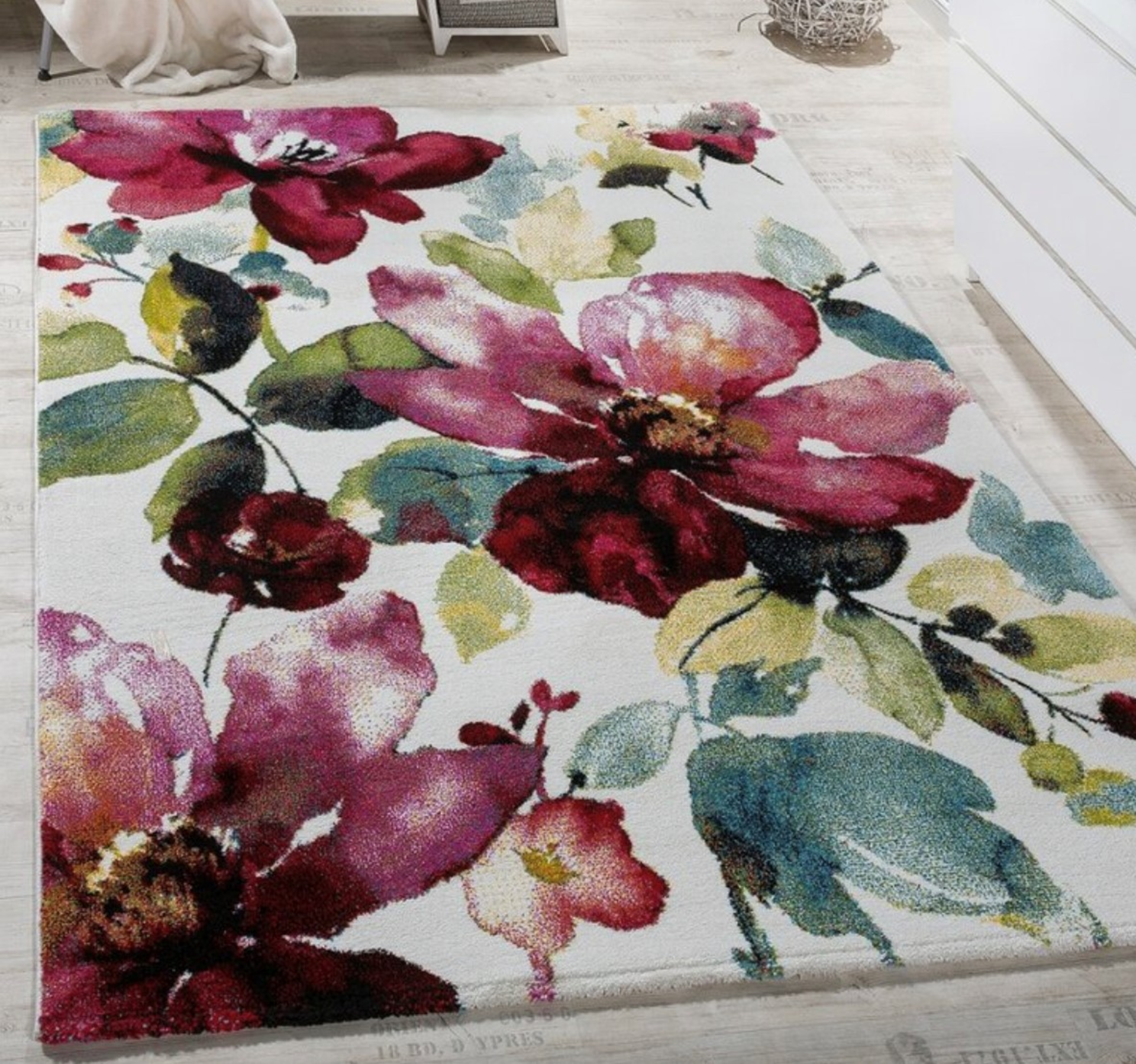 A Paco Home Canvas SV Adebayo floral rug 80cm x 150cm RRP £36. - Image 2 of 4