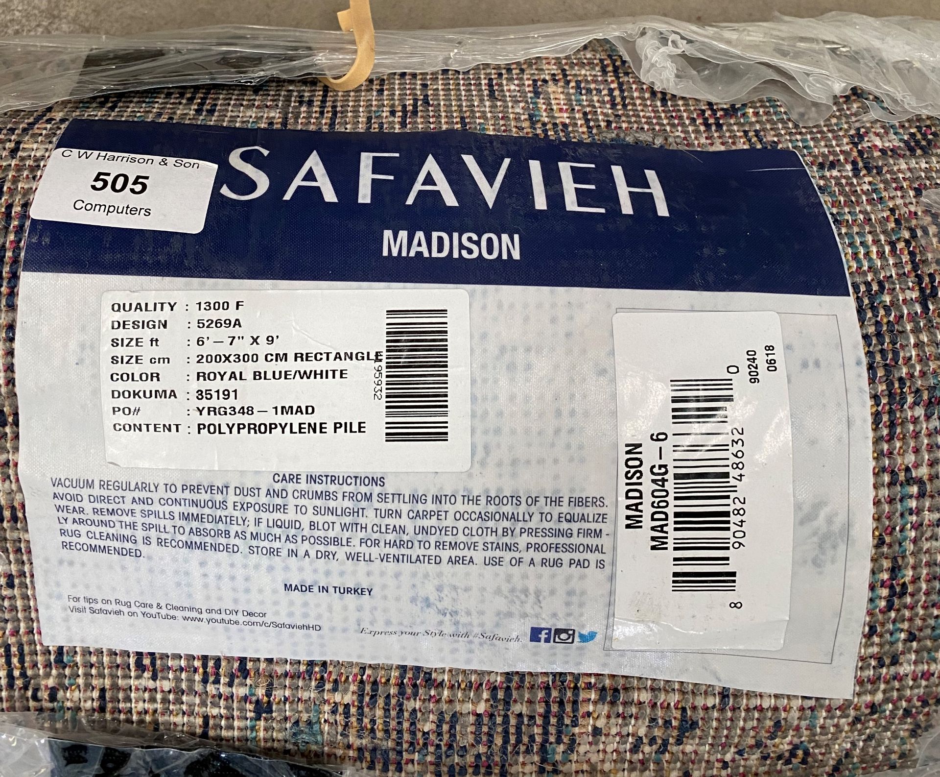 A Safavieh Madison Royal Blue/White rug - 200cm x 300cm - Image 2 of 4