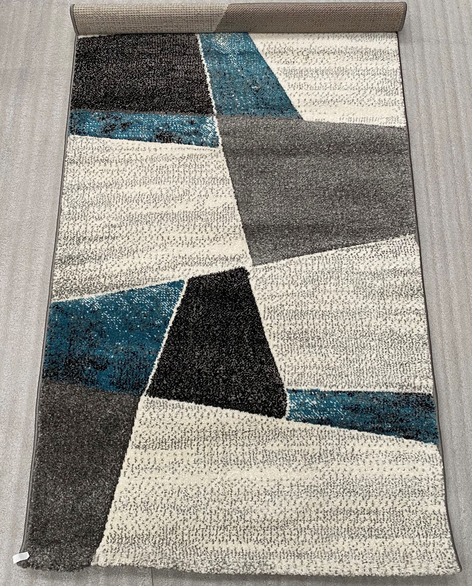 Paco Home Diamant SV 662 turquoise and grey patterned rug - 80cm x 150 cm