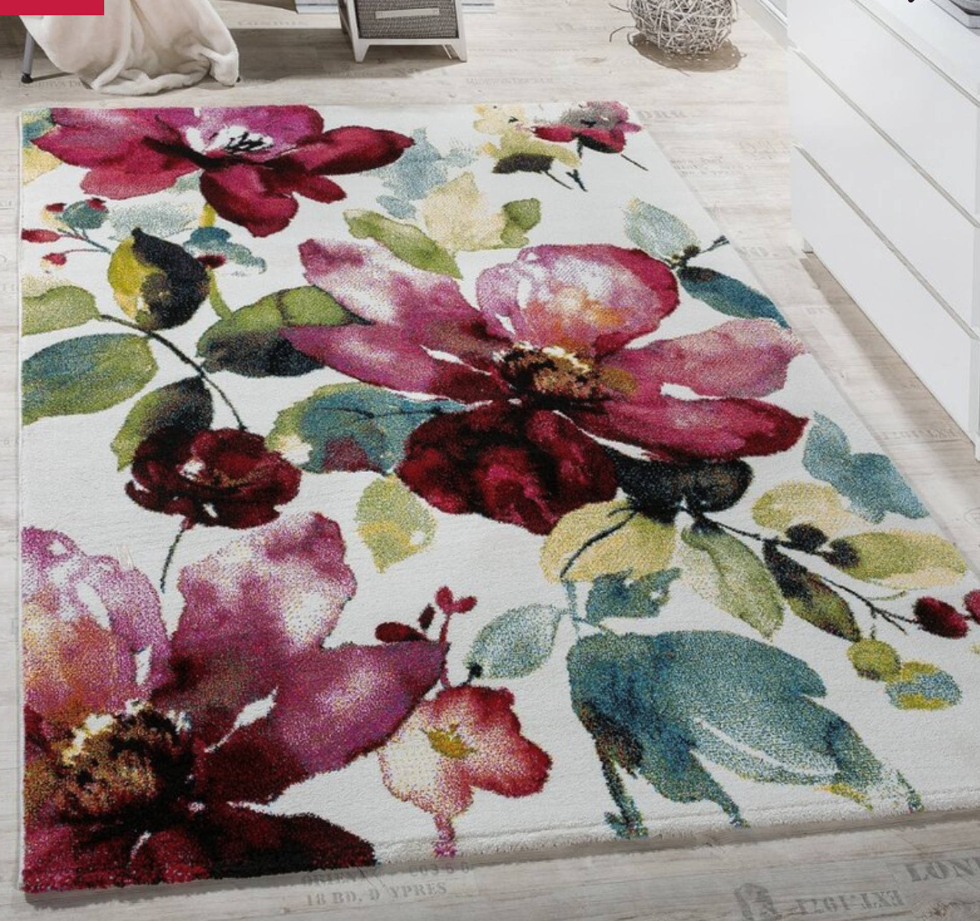 A Paco Home Canvas SV Adebayo floral rug 80cm x 150cm RRP £36.