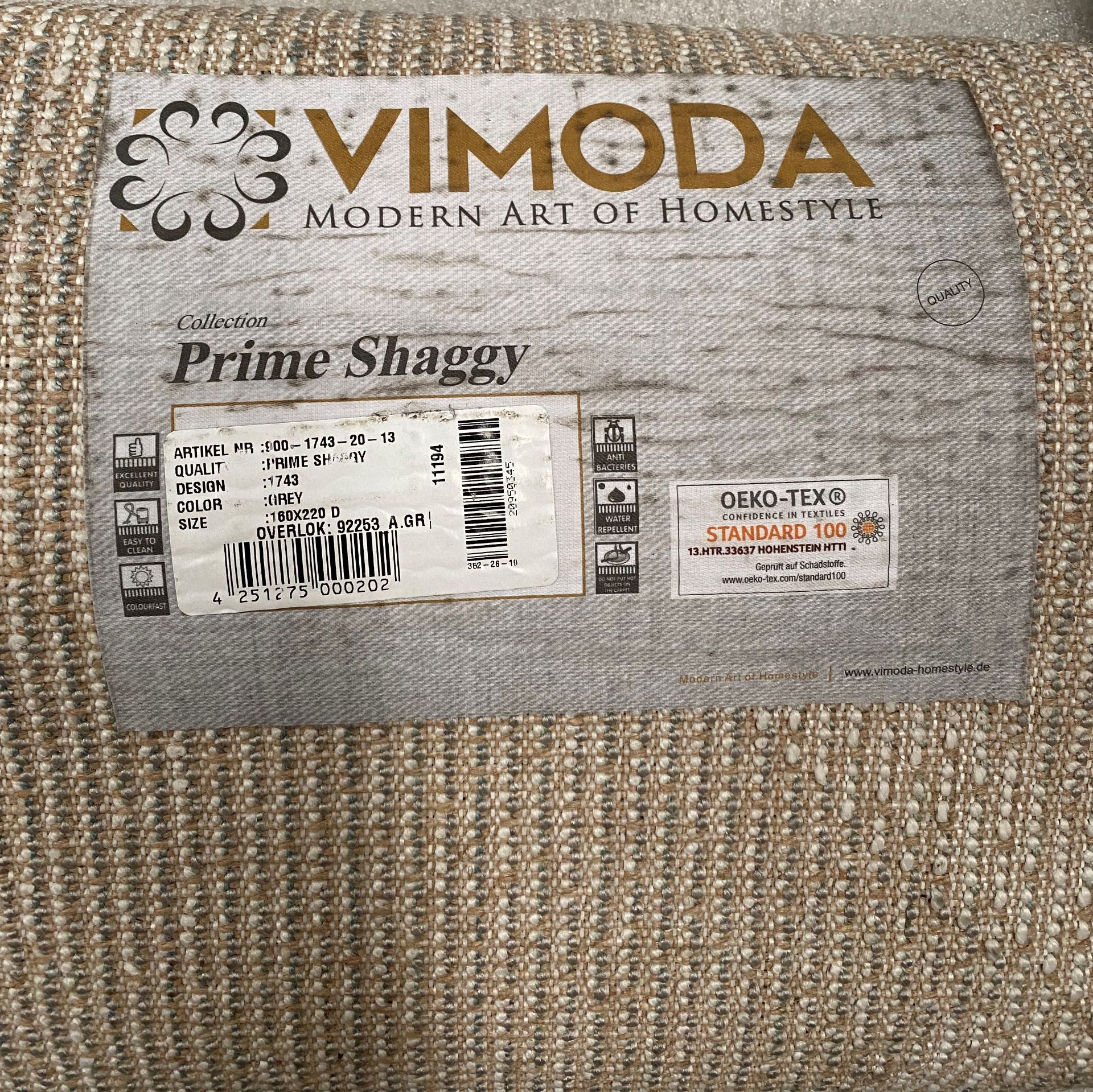 Vimoda Prime Shaggy Collection 1743 Grey and white rug - 160cm x 220cm - Image 2 of 2