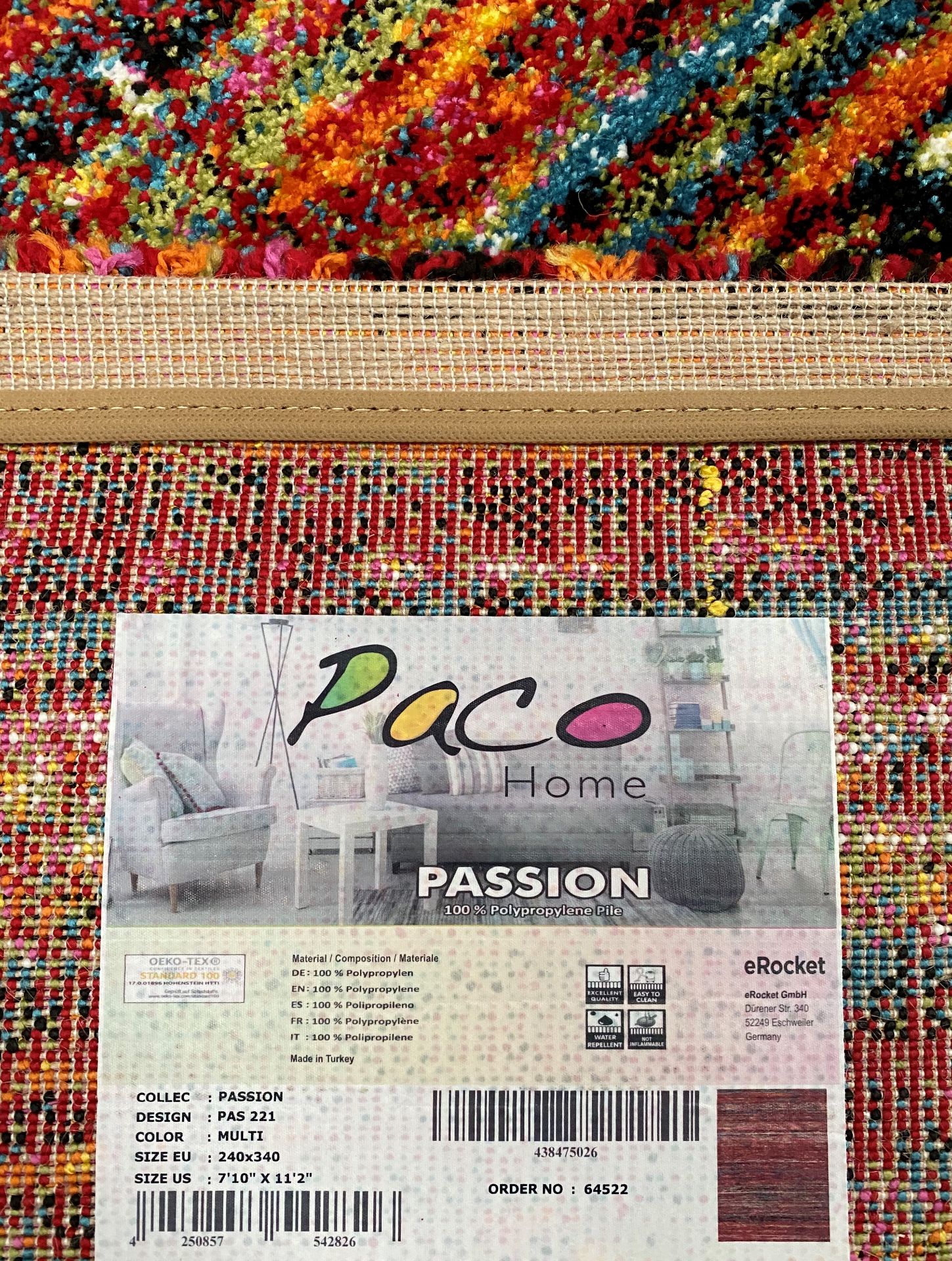 A Paco Home Passion PAS 221 multicoloured rug - 240cm x 340cm - Image 2 of 2