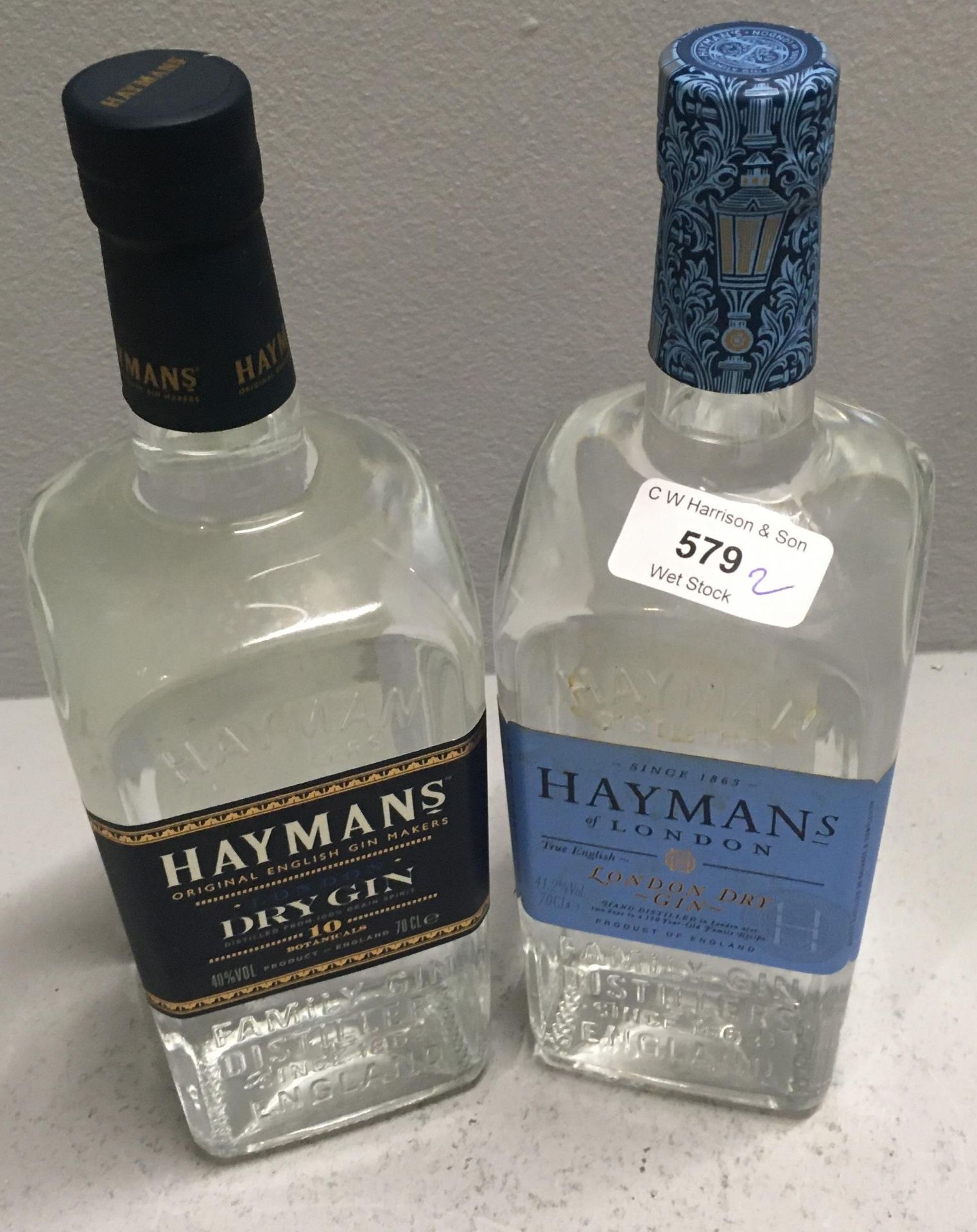 2 x items - 1 x 70cl bottle of Haymans10 Botanicals Dry Gin and 1 x 70cl bottle of Haymans London