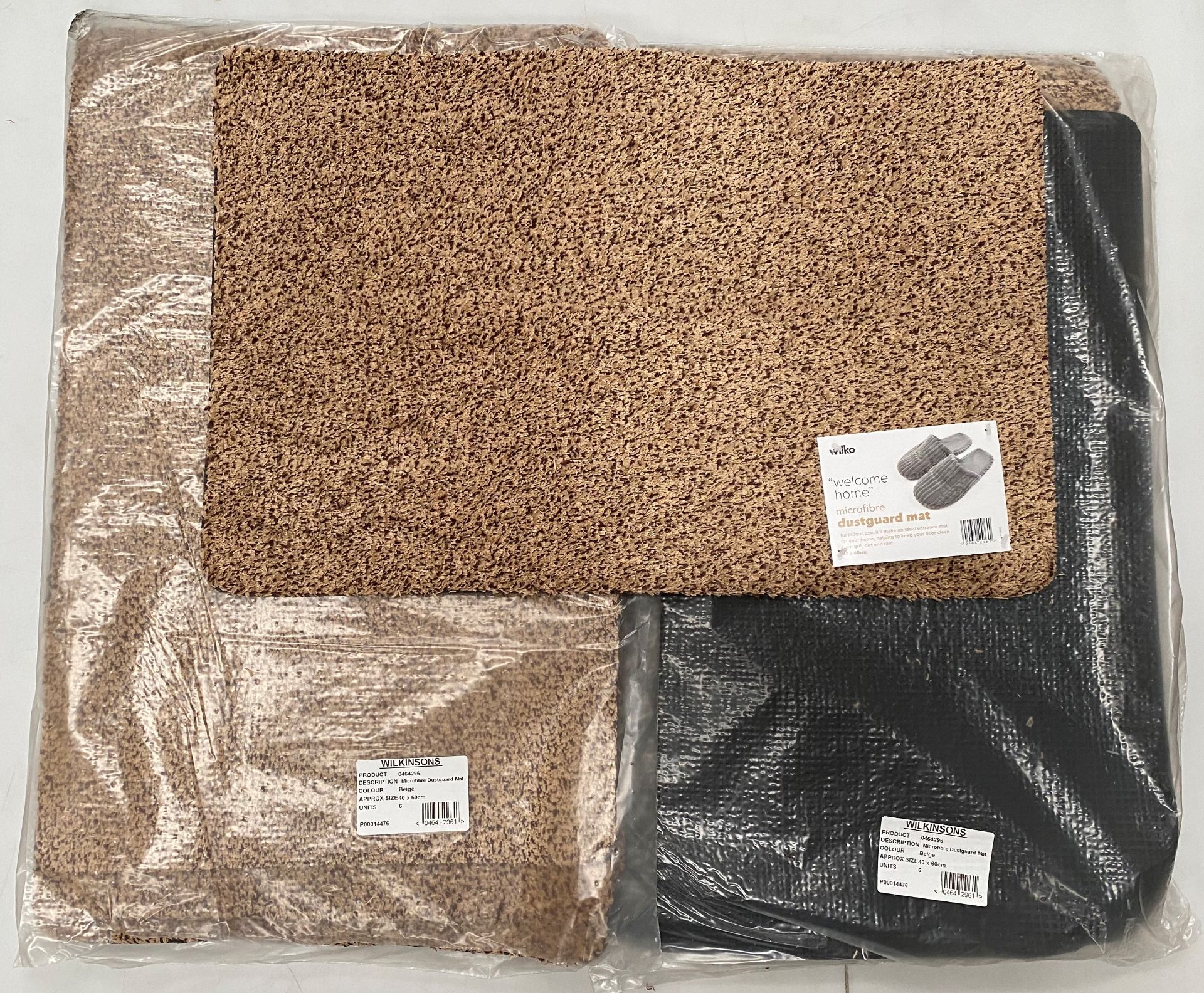 24 x Wilko 'Welcome Home' microfibre dustguard mats (4 packs) - 40cm x 60cm approx.
