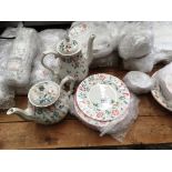 Approx 130 pieces of Churchill floral patterned fine English tableware - microwave and dishwasher