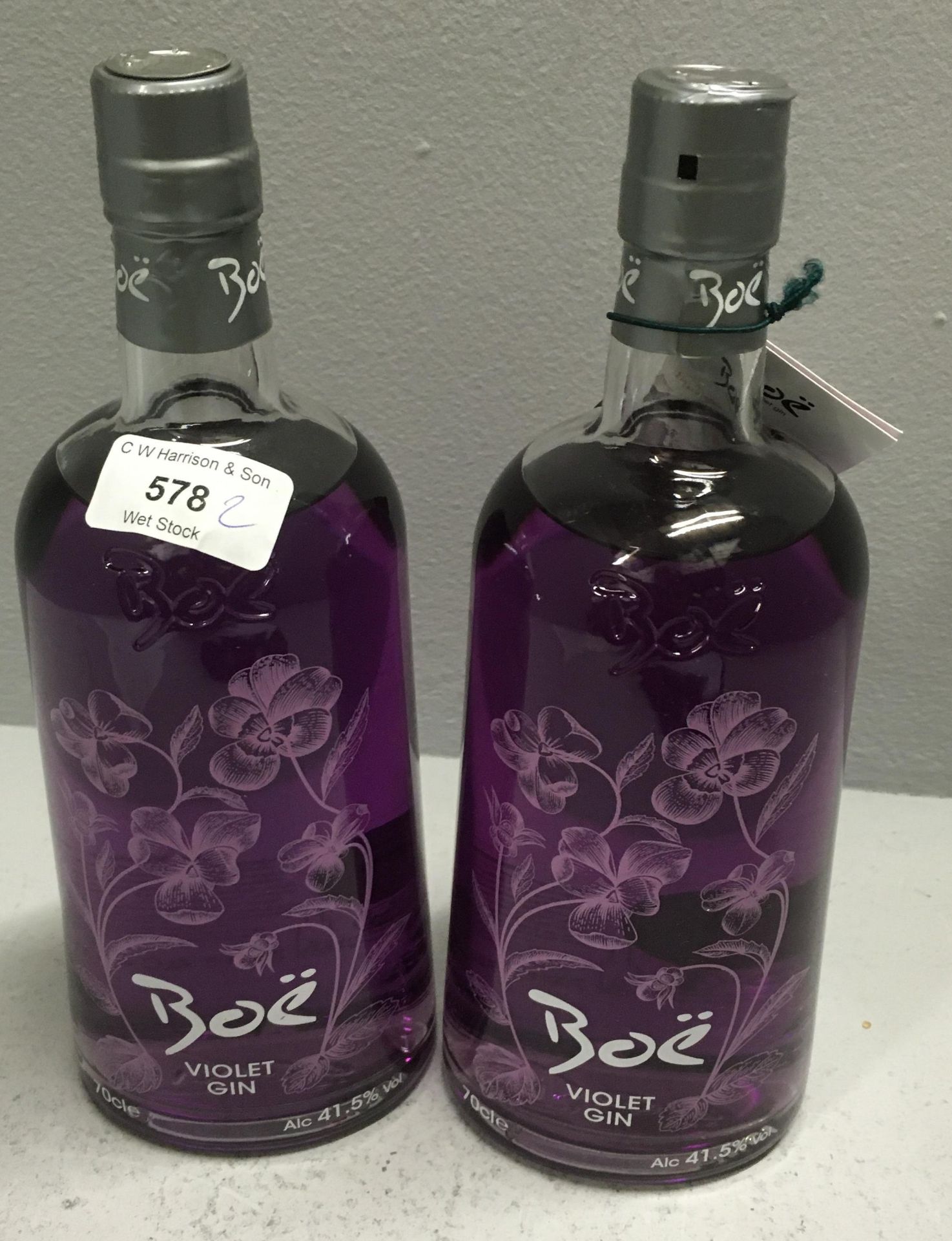 2 x 70cl bottles of Boe Violet Gin