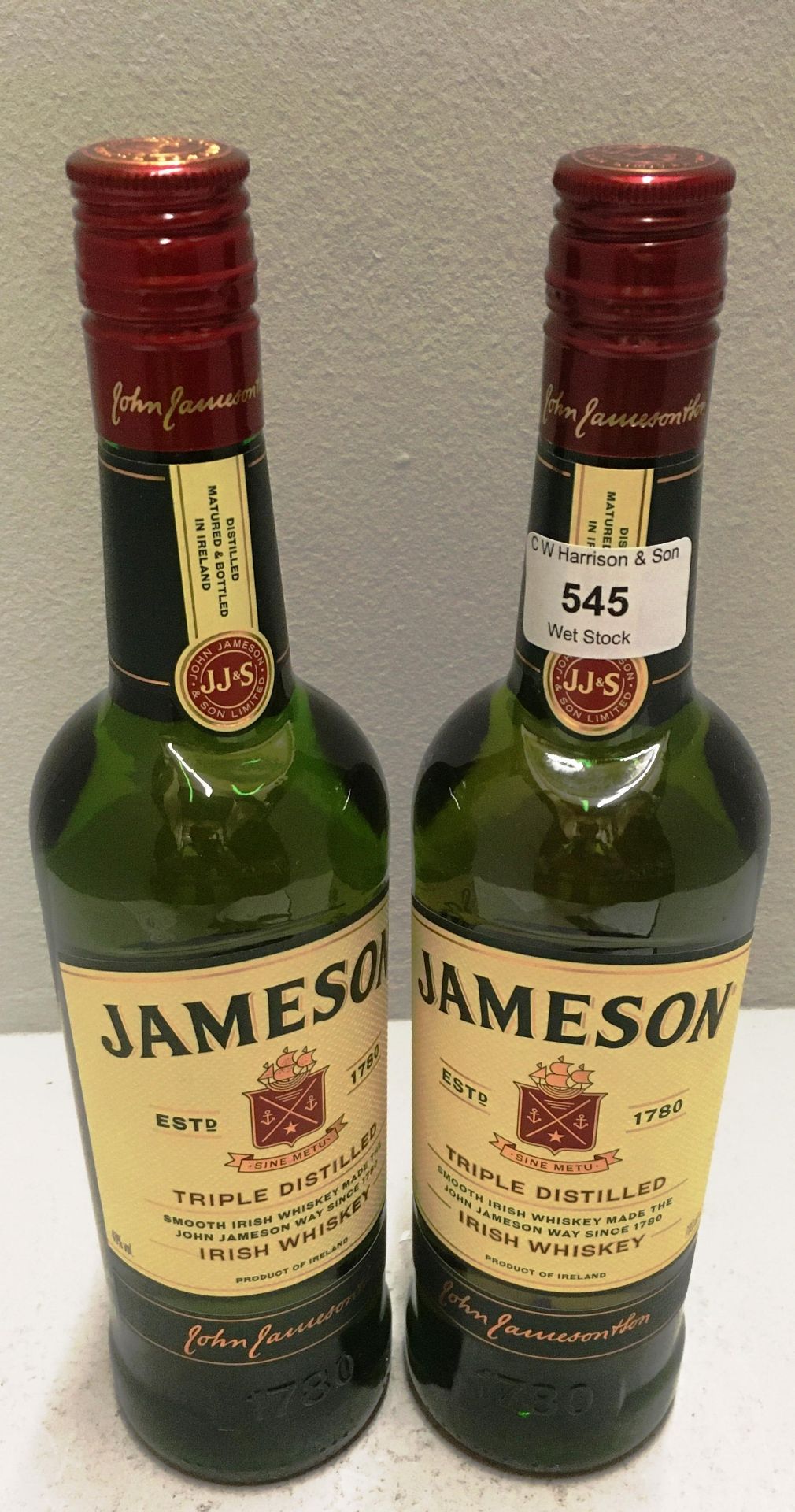 2 x 700ml bottles of Jameson Triple Distilled Irish Whiskey