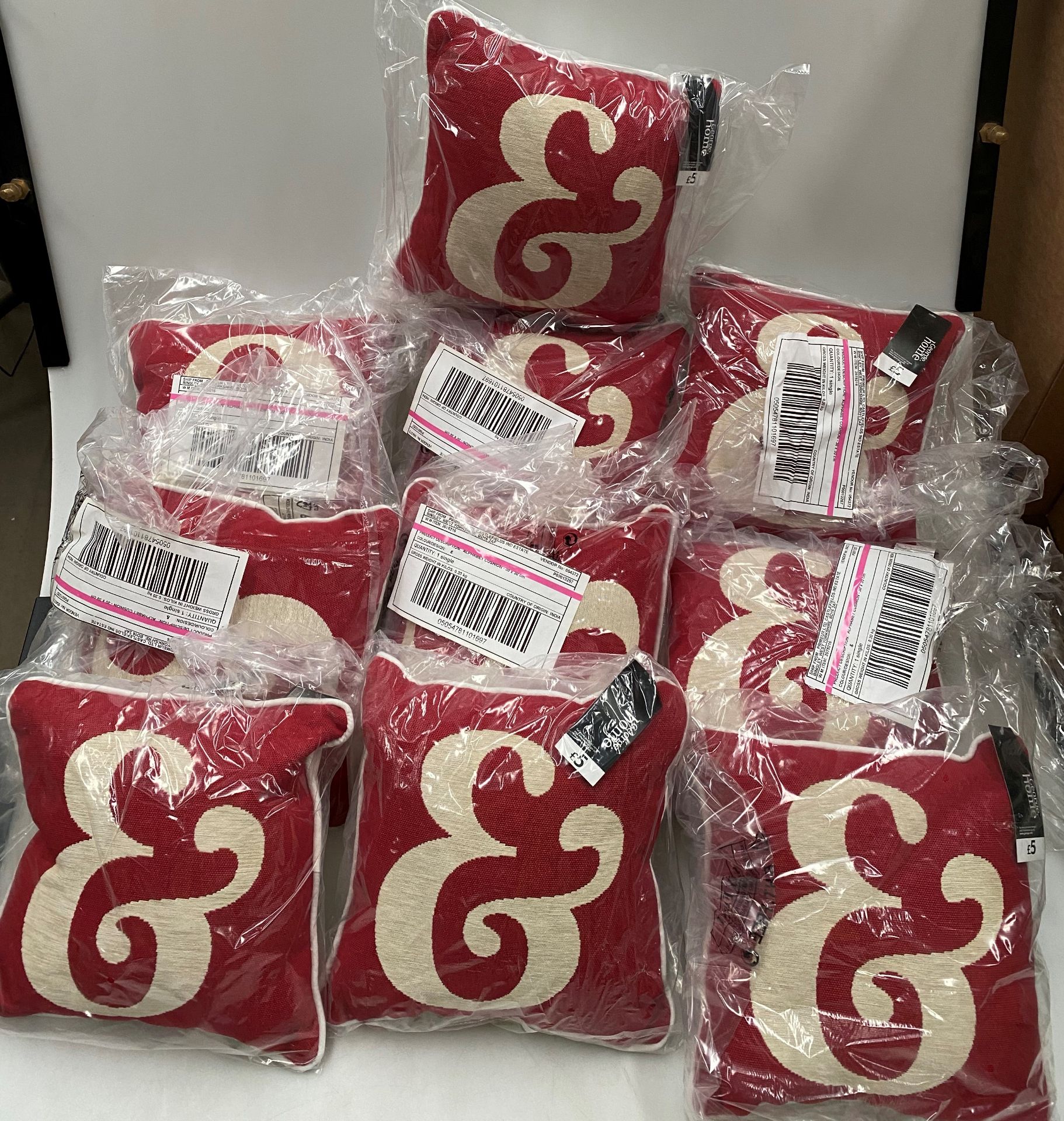12 x George Home '&' red alphabet mini cushions - 30cm x 30cm RRP œ5 each
