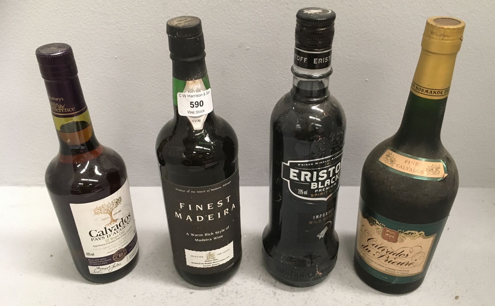 4 x items - 1 x 50cl bottle of Calvados, 1 x 75cl bottle of Madeira,