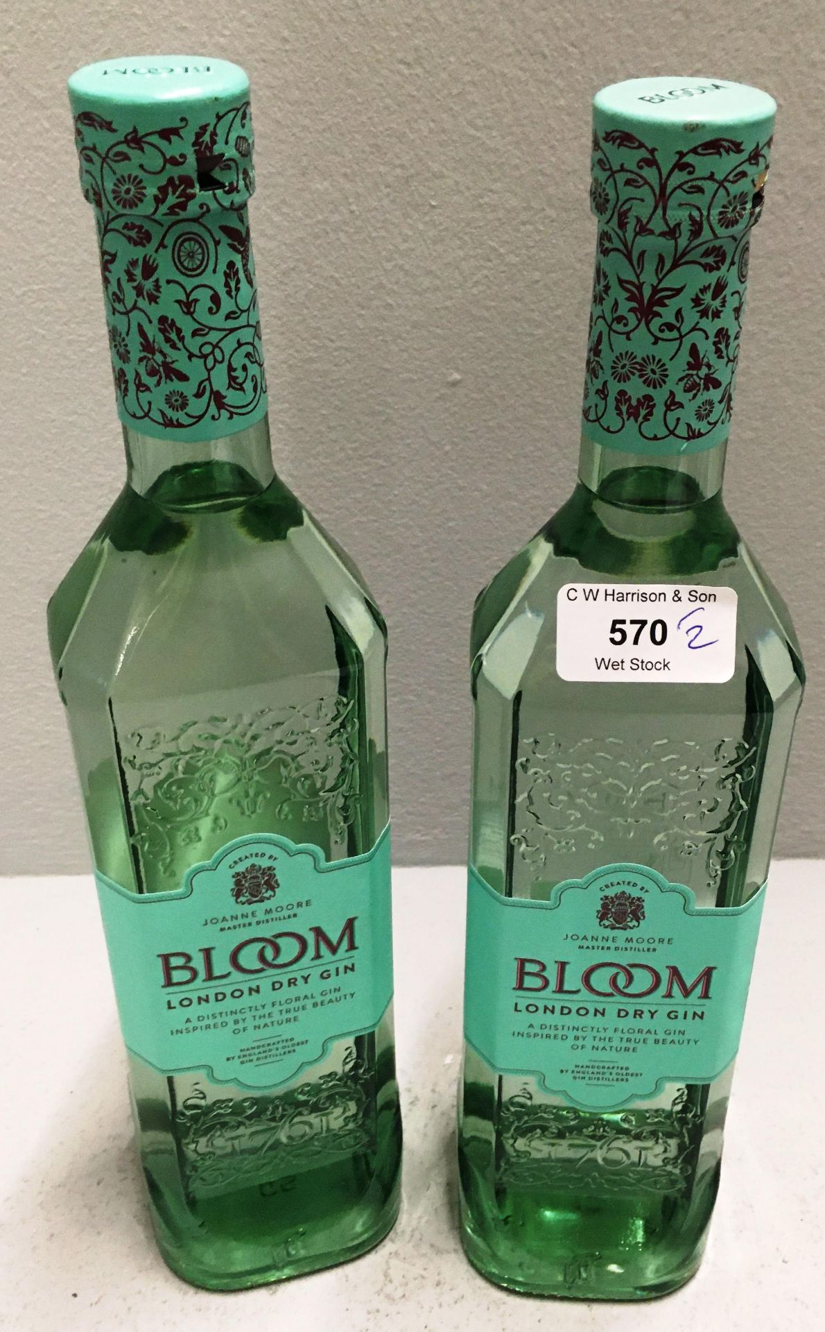 2 x 70cl bottles of Bloom London Dry Gin