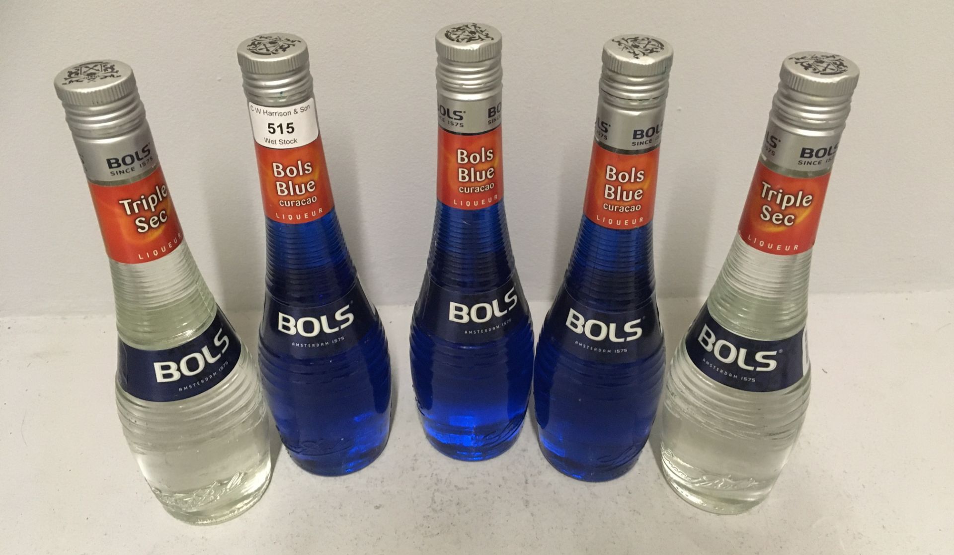 5 x items - 3 x 500ml bottles of Bols Blue Curacao liqueur and 2 x 500ml bottles of Bols Triple Sec