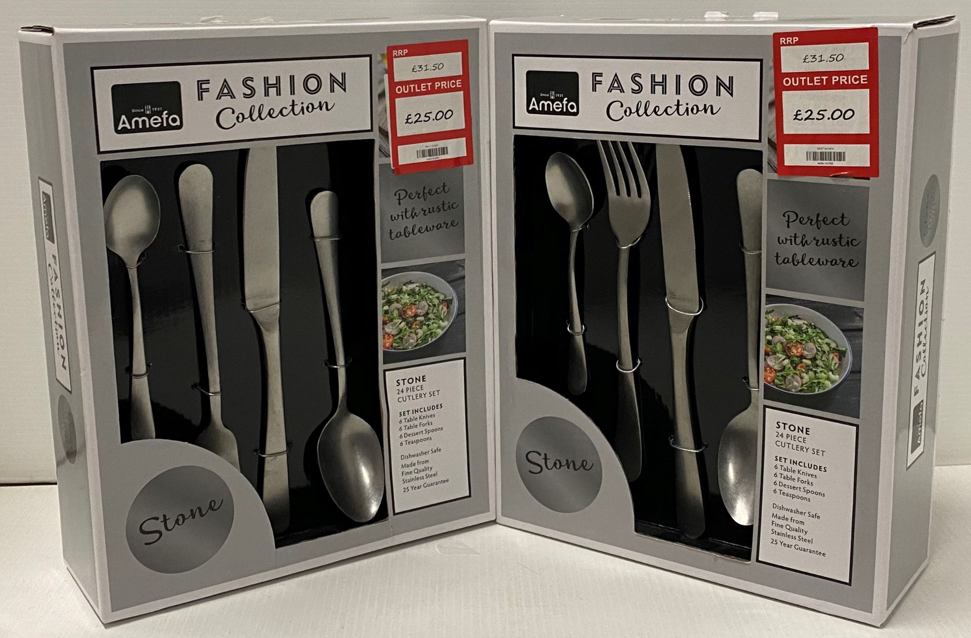 2 x Amefa Fashion Collection Stone 24 piece cutlery sets RRP £31.