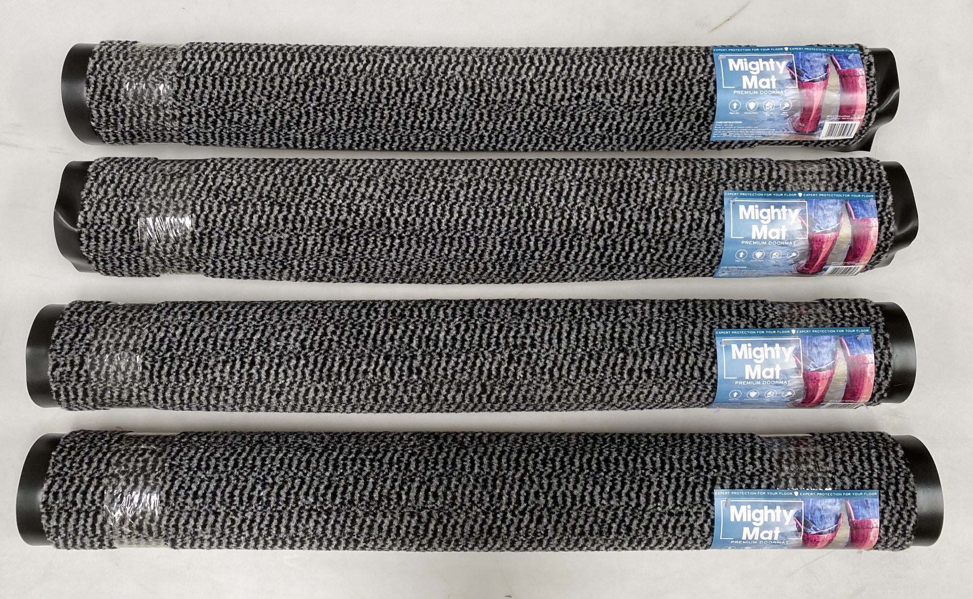 4 x Mighty Mat Premium Black/Grey indoor doormats - 80cm x 120cm