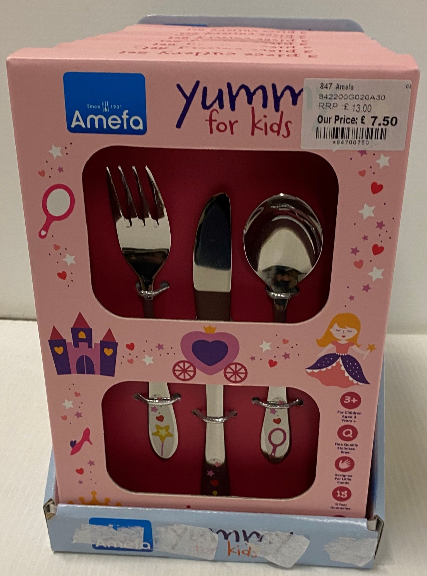 10 x Yummy for Kids - Princess - 3 piece cutlery sets RRP £13.