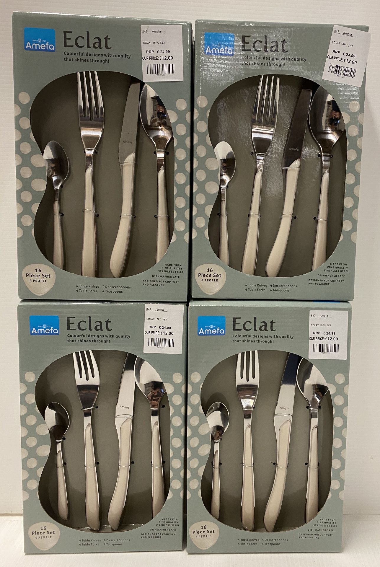4 x Amefa Eclat Cream 16 piece cutlery sets RRP £24.