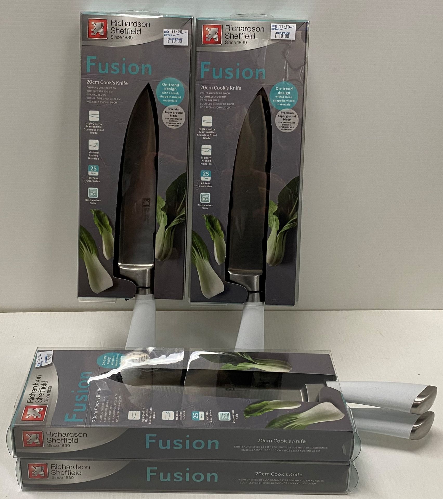 4 x Richardson Sheffield Fusion 20cm cook's knives RRP £11.