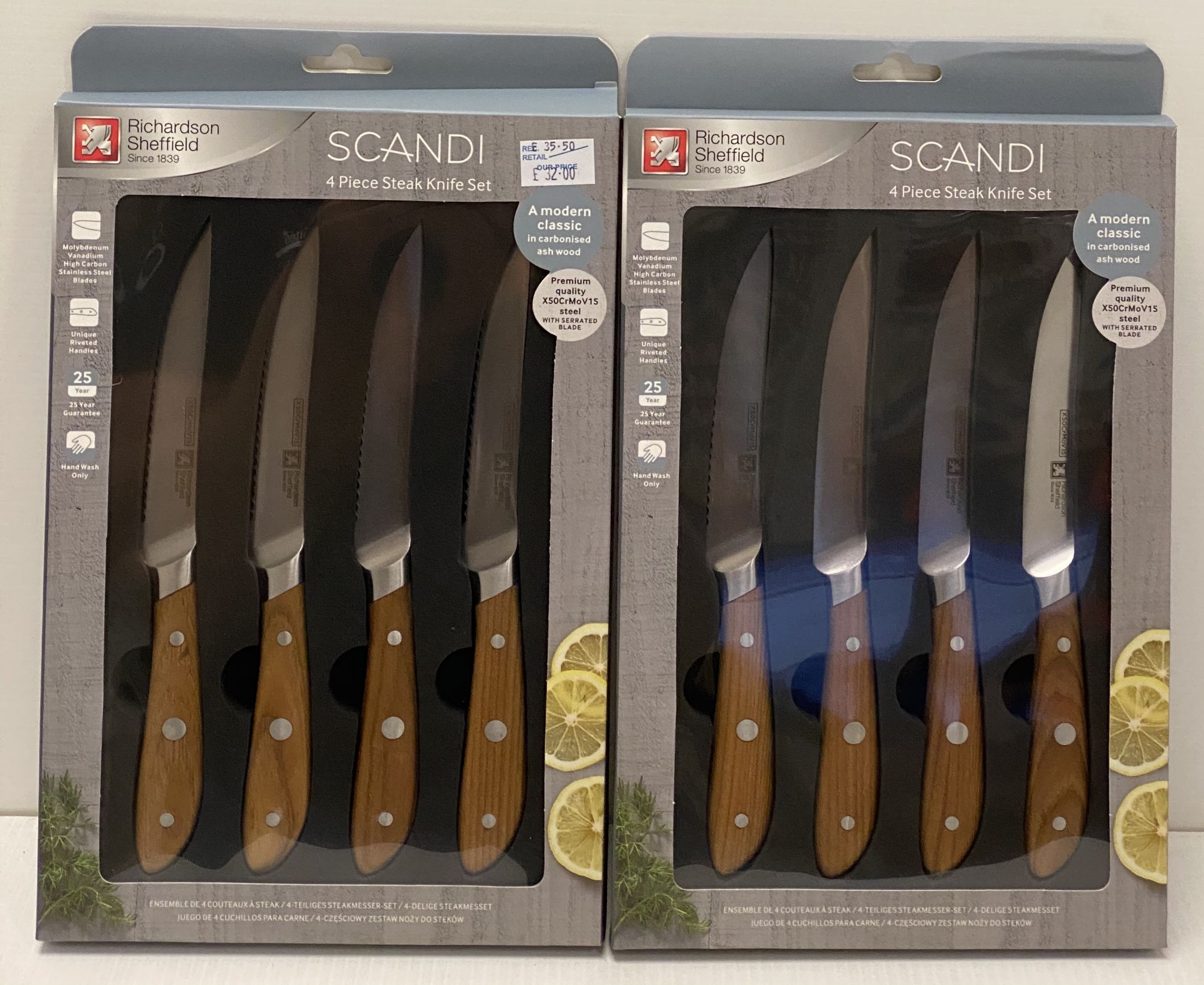 2 x Richardson Sheffield Scandi 4 piece steak knife sets RRP £35.