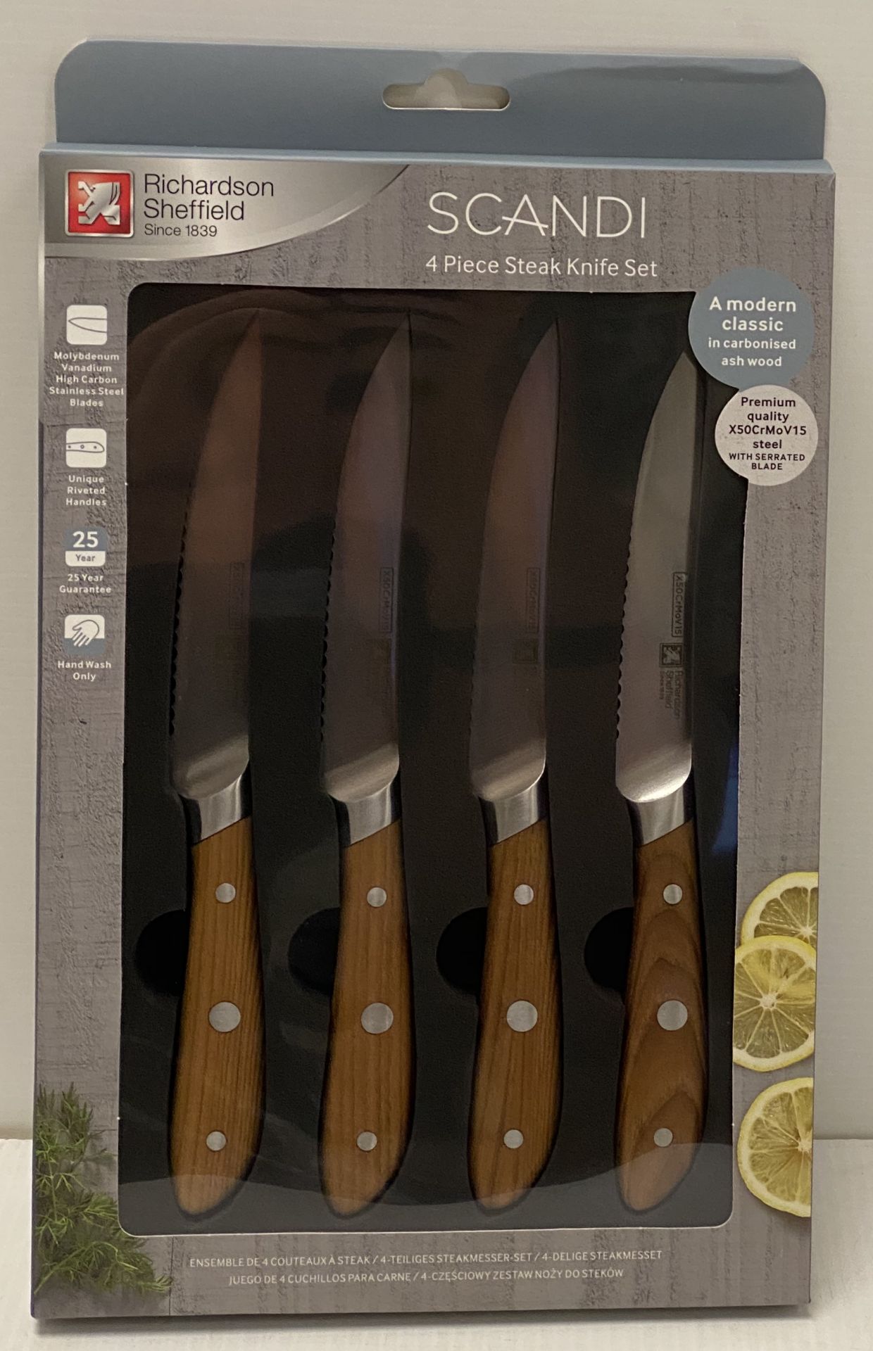 A Richardson Sheffield Scandi 4 piece steak knife set RRP £35.