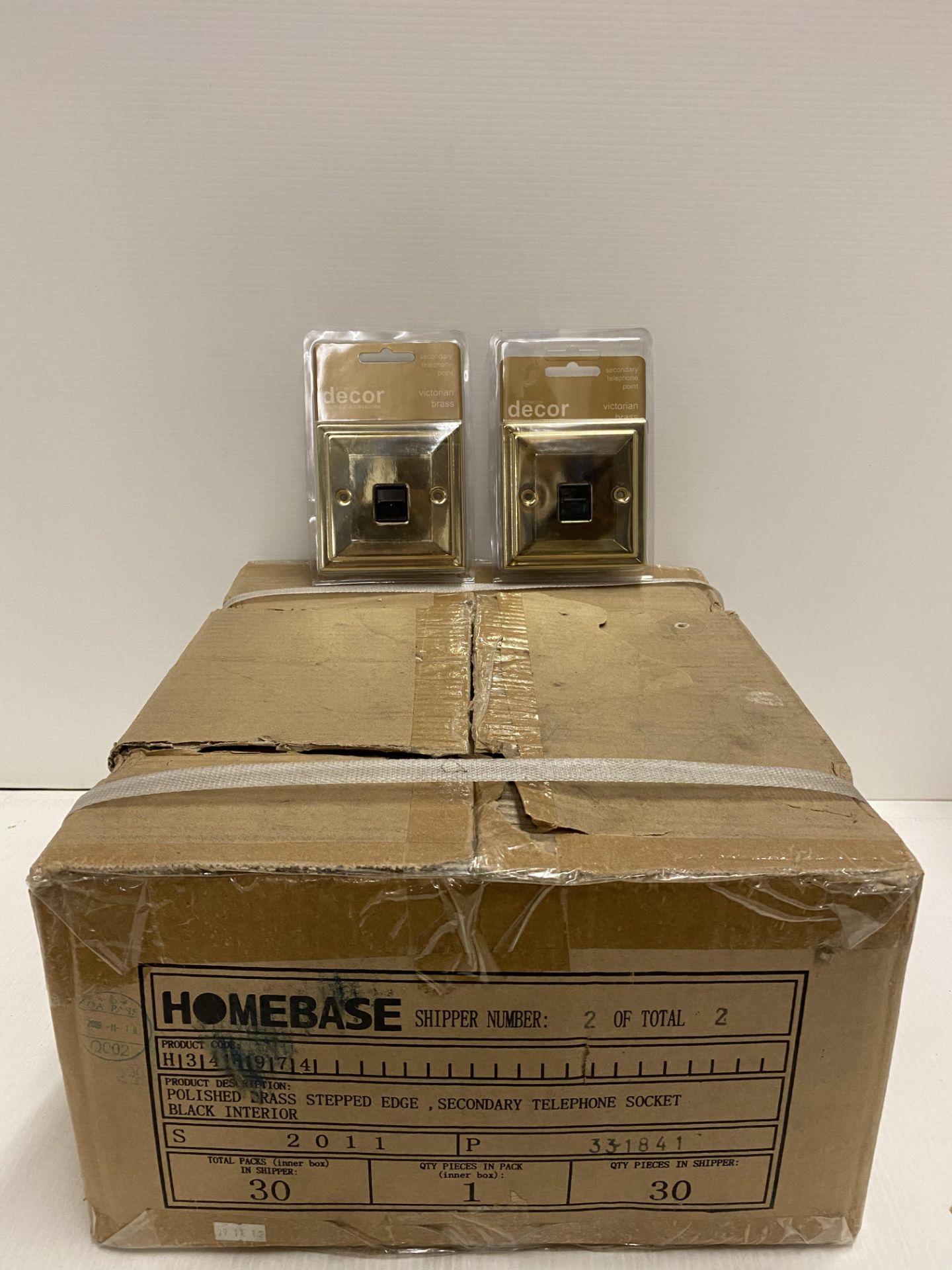 Approximately 50 x Homebase Polished Brass Stepped Egde Secondary Telephone Sockets,